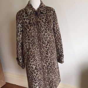 Leopard print wool over coat by J Crew.